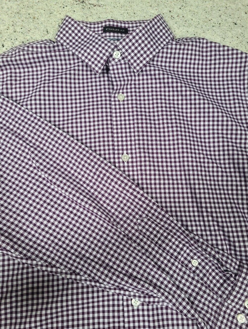 Banana Republic Shirt Button Down Purple Check Gingham Standard Fit Cotton Large